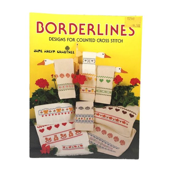 Vintage Cross Stitch Patterns, Borderlines, Jane Arlyn Crabtree, Needlework Book - Picture 1 of 2